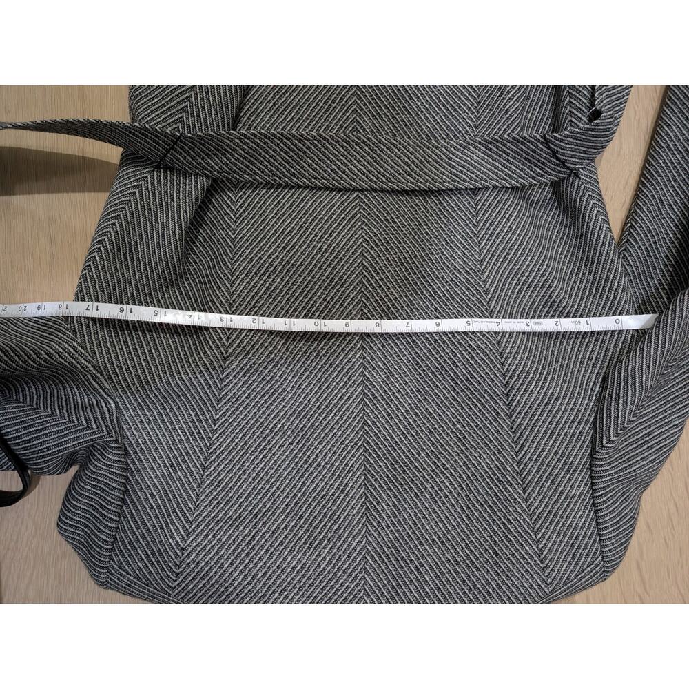 Talbots Petite Blazer 10 Gray 100% Wool Herringbone Jacket Japan Classic Belt - Picture 15 of 16